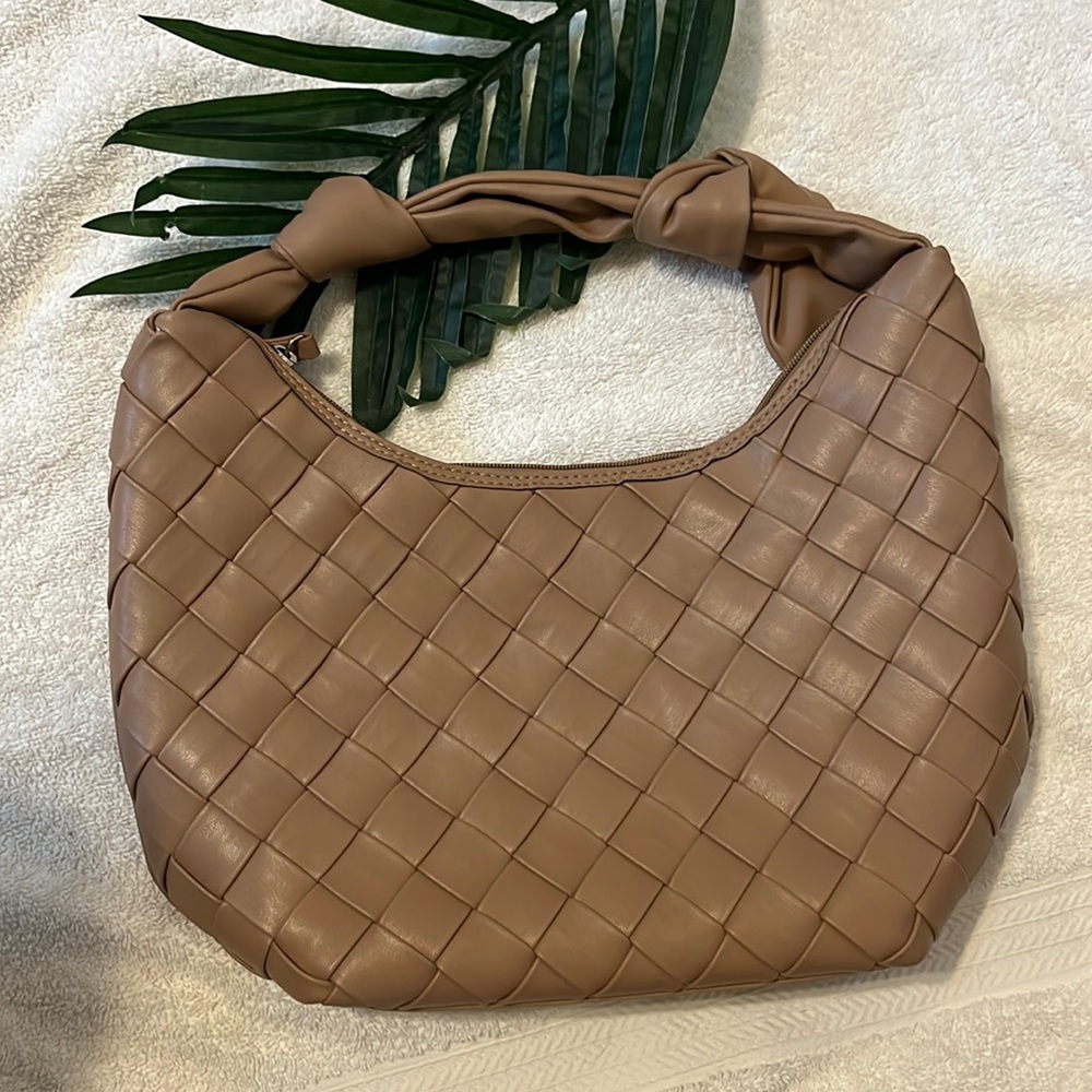 Worthington Tan Woven Shoulder Bag with Silver Hardware/ Zipper Closure